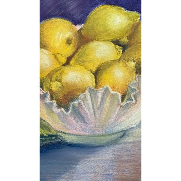 Joan Haynes Framed Still Life Pastel Painting Of Lemons & Grapes Glass Bowl READ - Picture 6 of 11